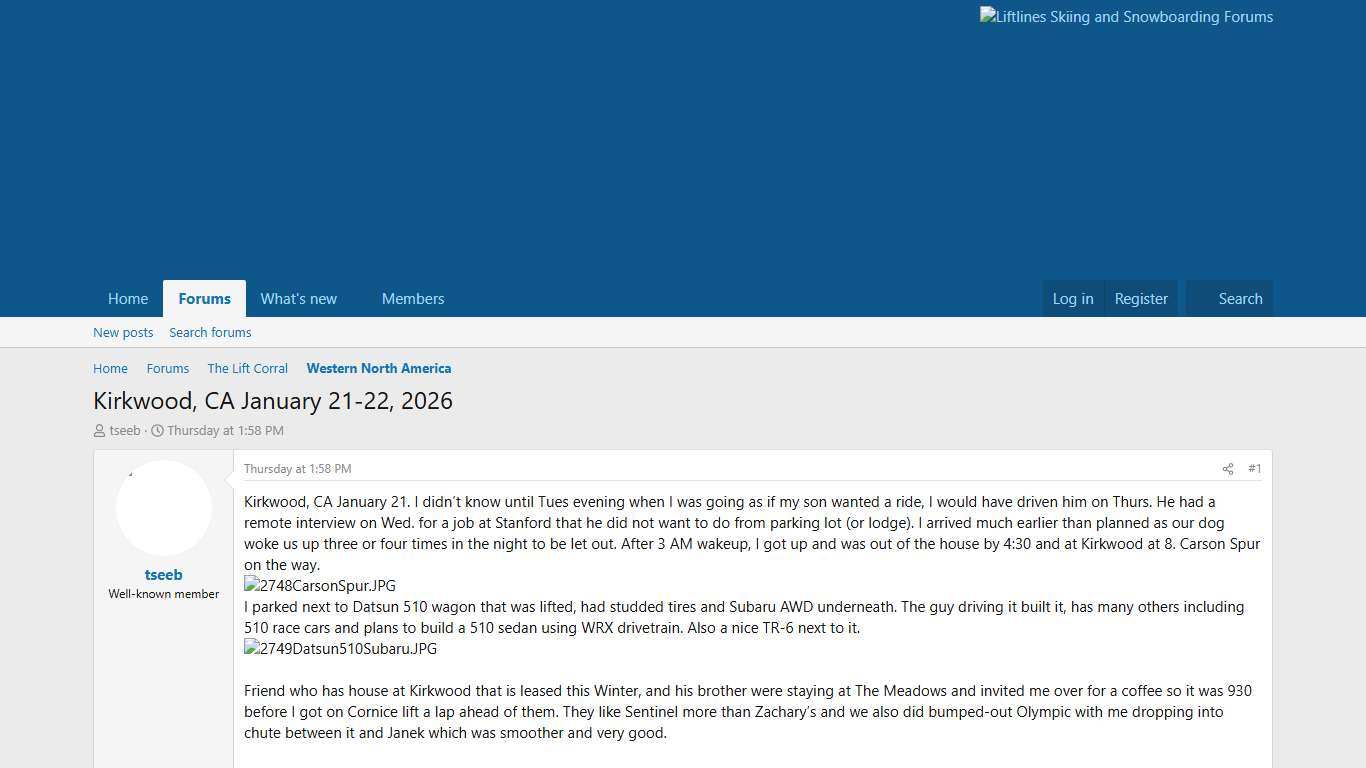 Kirkwood, CA January 21-22, 2026 Liftlines Skiing and Snowboarding Forums